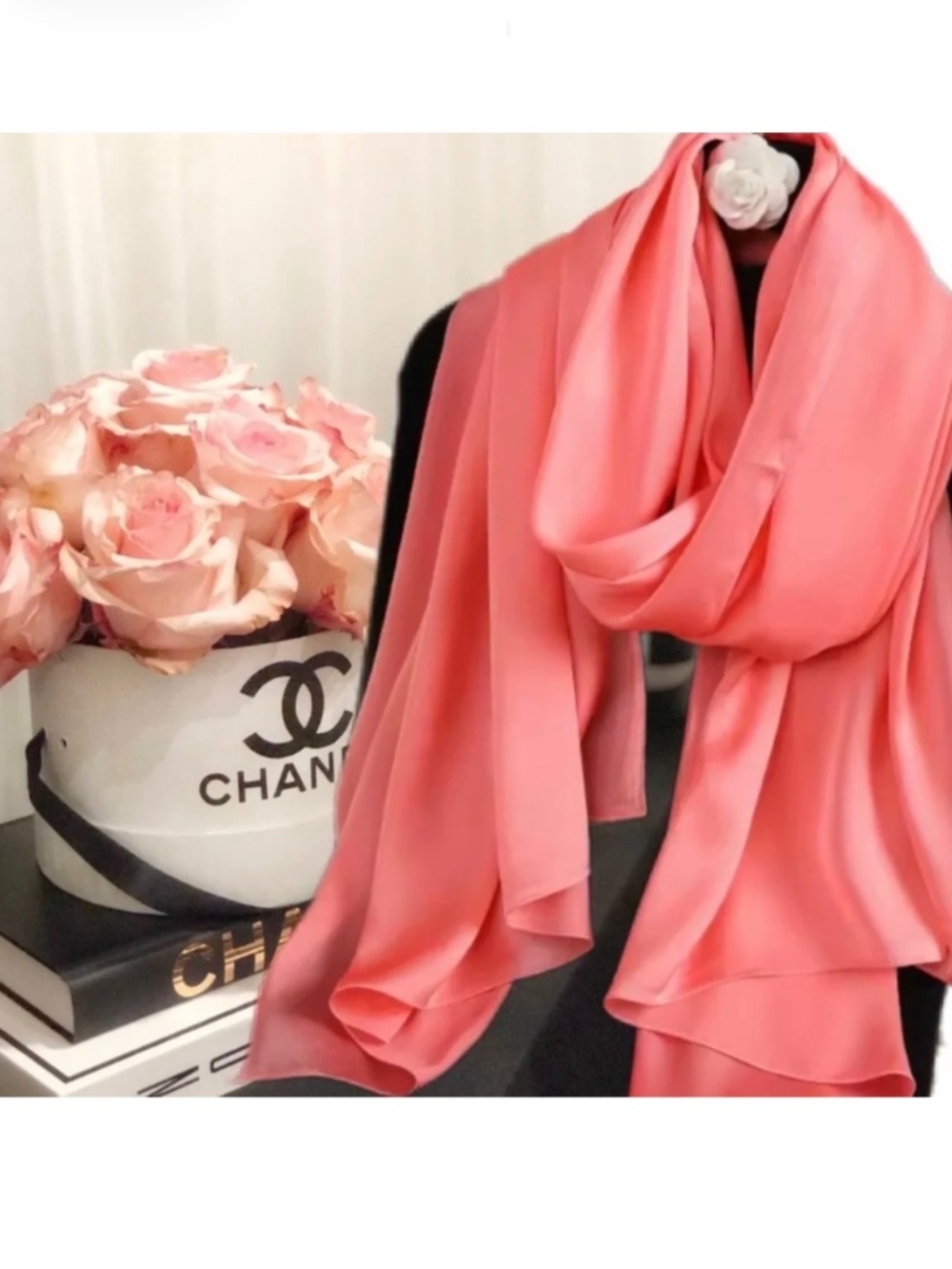 100% SILK SATIN Coral Pink Red Large Shawl Scarf Wrap Wedding Bridesmaid CoverUp